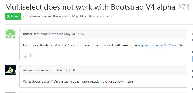 Multiselect does  not actually  do the job with Bootstrap V4 alpha