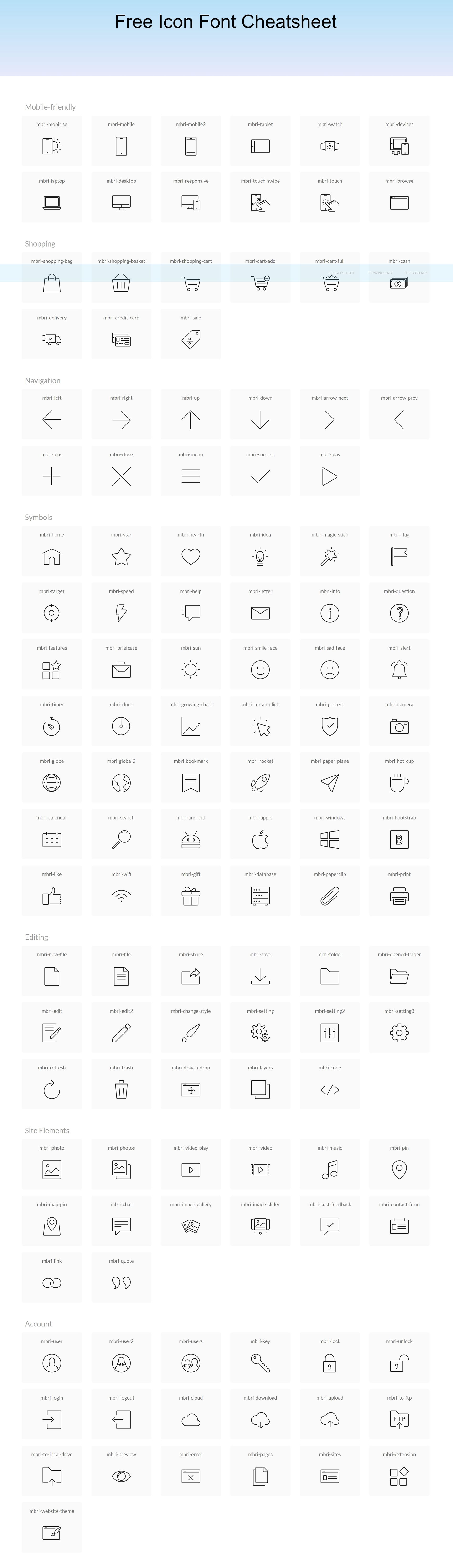 Mobile Icon Font