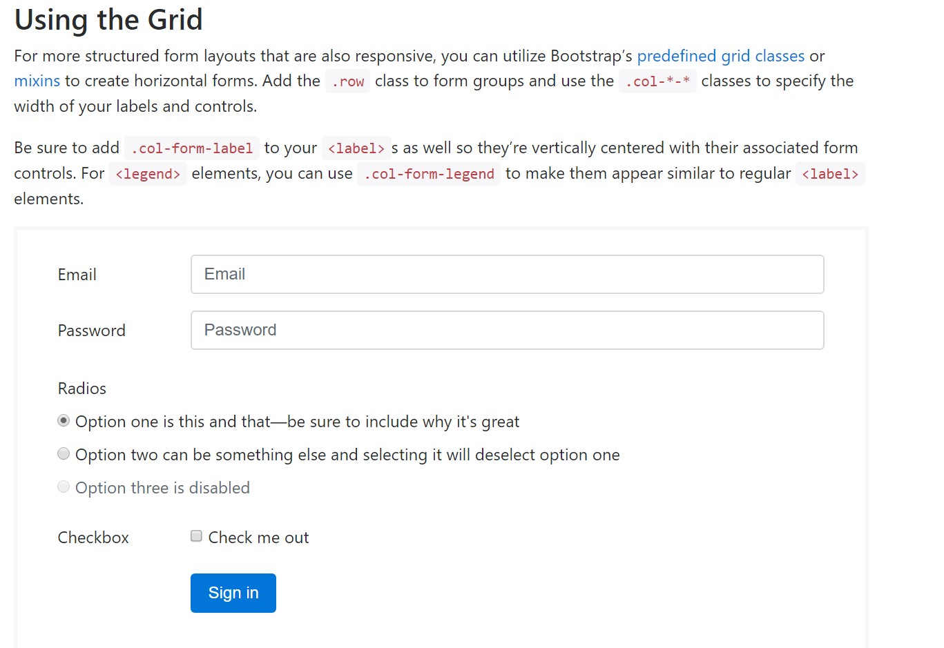 Bootstrap Login Form  formal documentation