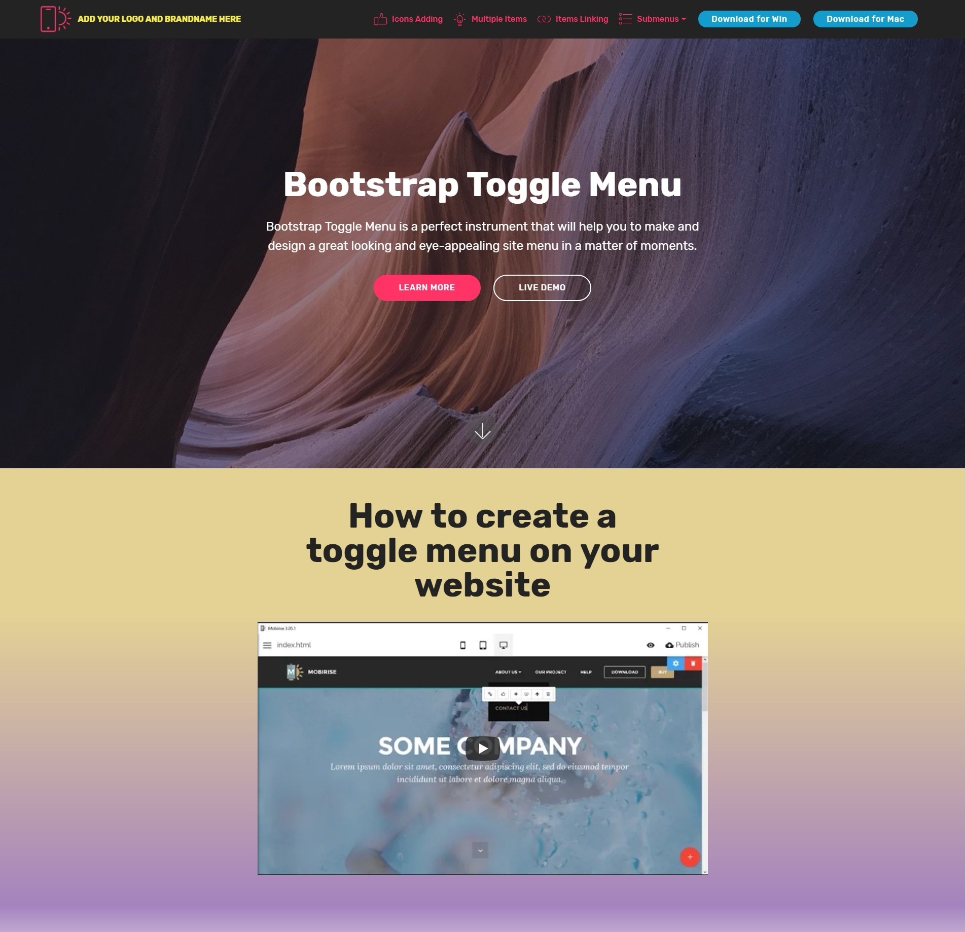 Bootstrap Toggle Menu